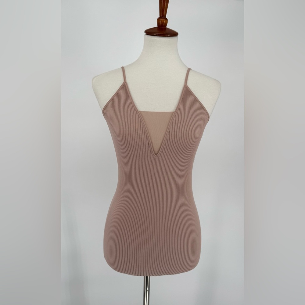 Intimately Free People Come Around Mesh Pink Ribbed Tank Top